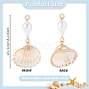 8Pcs 4 Styles Natural Spiral Shell Pendants and ABS Plastic Imitation Pearl Beads PALLOY-PH01748-2