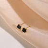 Brass Acrylic Square Stud Earrings FS-WG040FD-01-1