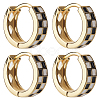 2 Pairs Tartan Pattern Enamel Chunky Hinged Hoop Earrings for Women EJEW-BBC0001-27B-1