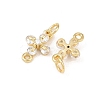 Brass Pave Clear Cubic Zirconia Cross Links Connector Charms KK-G544-16G-2