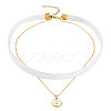 Alloy Enamel Letter Pendant Single Face White Velvet Ribbon & Brass Chain Double Layered Choker Necklaces NJEW-TAC0035-1