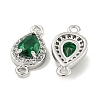 Brass Pave Clear & Green Cubic Zirconia Connector Charms KK-P275-46P-2
