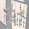 Natural Amethyst Chips Moon Pendant Decorations HJEW-FS00027-05-5