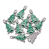 Medium Sea Green Christmas Tree Enamel Alloy Pendants X-EAP0307Y-4