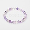 Natural Fluorite Beaded Stretch Bracelets X-BJEW-F202-05-1