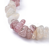 Natural White Moonstone & Strawberry Quartz Chip Stretch Bracelets BJEW-JB04490-05-2