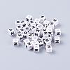White Letter M Acrylic Cube Beads X-PL37C9308-M-1