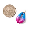 2Pcs 2 Colors Spray Painted Natural Cowrie Shell Deep Sky Blue Pendants PALLOY-JF04260-2