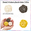 15Pcs 3 Colors Wicker Rattan Balls AJEW-SC0004-25B-2