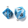 7 Styles Opaque Resin Polyhedral Dice Pendants Set RESI-A029-01M-2