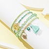 4Pcs 4 Style Evil Eye Valentine's Theme Alloy Enamel & Polycotton(Polyester Cotton) Tassel Charm Bracelets Set BJEW-JB09618-01-2