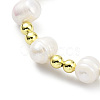 Adjustable Natural Pearl & Brass Braided Beaded Bracelet for Women BJEW-O187-01-2