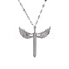 Brass Clear Cubic Zirconia 3D Cute Wing Sword Pendant Necklaces for Daily Wear GF5627-2-2