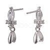 Rhodium Plated 925 Sterling Silver Stud Earring Findings STER-F048-34P-2
