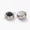 Stainless Steel Color Plated 304 Stainless Steel Pave Cubic Zirconia Links Connectors STAS-I169-02P-04-2