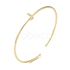 Rack Plating Brass Micro Pave Clear Cubic Zirconia Letter Open Cuff Bangles BJEW-A018-01G-J-1
