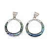 Alloy Pave Natural Abalone Shell/Paua Shell Pendants SSHEL-B003-04P-1