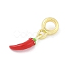 Brass Red Enamel Vegetable European Dangle Charms KK-Z090-06G-01-2