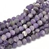 Frosted Natural Amethyst Round Bead Strands G-L357-8mm-07-1