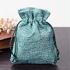 Polyester Imitation Burlap Packing Pouches Drawstring Bags ABAG-R005-9x12-07-1