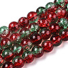 Two-Tone Crackle Baking Paint Transparent Glass Beads Strands CCG-T004-8mm-06-1