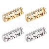 4Pcs 2 Colors Rectangle Brass Micro Pave Clear Cubic Zirconia Twister Clasps ZIRC-DC0001-31-1