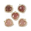 Natural Strawberry Quartz Faceted Heart Pendants G-I382-03G-06-1