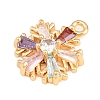 1Pc Brass Cubic Zirconia Charms KK-YW0003-89-2