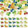 28Pcs 7 Colors Trabsparent Glass Pendants PALLOY-TAC0187-1