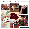 6Pcs Wood Cross Hanging Pendant Decorations HJEW-AR0001-13-6