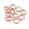 Eco-Friendly PVD Vacuum Plating & Long-Lasting Plated Brass Open Jump Rings KK-E663-10mm-RG-1