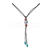 Retro Glass & Porcelain & Alloy Adjustable Nylon Cord Y Necklaces for Women NJEW-JN05360-01-2
