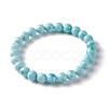 Natural Larimar/Pectolite Round Beaded Stretch Bracelet BJEW-A120-01B-3
