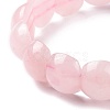 Natural Rose Quartz Half Round Beaded Stretch Bracelet BJEW-P270-01-3