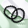 Natural Tourmaline Round Beaded Stretch Bracelets for Men Women BJEW-G743-01A-2
