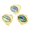 Natural Paua Shell Oval Open Cuff Ring RJEW-H220-05G-1