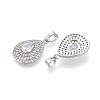 Brass Pave Clear Cubic Zirconia Pendants KK-T081-05P-2