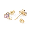 Rack Plating Brass Cubic Zirconia Stud Earrings Findings MAK-I684-10G-RS-3