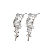 Brass Pave Clear Cubic Zirconia Stud Earring Findings KK-D369-08P-1