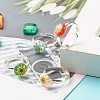 Flower Flat Round Millefiori Glass Adjustable Ring RJEW-JR00407-3