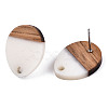 Resin & Walnut Wood Stud Earring Findings MAK-N032-006A-H01-4