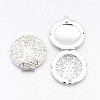 Flat Round Brass Diffuser Locket Pendants X-KK-J010-S-1