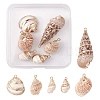 6Pcs 6 Styles Electroplated Natural Spiral Shell Pendants SSHEL-YW0001-06-2