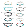 ANATTASOUL 10Pcs 10 Style Synthetic Turquoise & Natural Shell & Seed Braided Bead Bracelet & Anklet AJEW-AN0007-10-1