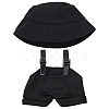1Pc Cotton & PU Leather Suspender Trousers and 1Pc Cloth Bucket Hat for Dolls Accessories DOLL-WR0001-05B-1