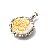 Brass with Natural Shell Carved Pendants KK-Z091-07P-03-2