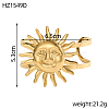Sun Shape 304 Stainless Steel Open Cuff Bangles STAS-OY011-44G-2