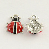 Platinum Plated Alloy Enamel Ladybug Charms X-ENAM-R032-05-1