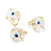 Lampwork Evil Eye Open Cuff Ring RJEW-C051-01G-09-1