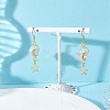 Moon Copper Wire Wrapped Synthetic Moonstone Bead & CCB Plastic & 201 Stainless Steel Dangle Earrings EJEW-JE06654-02-1